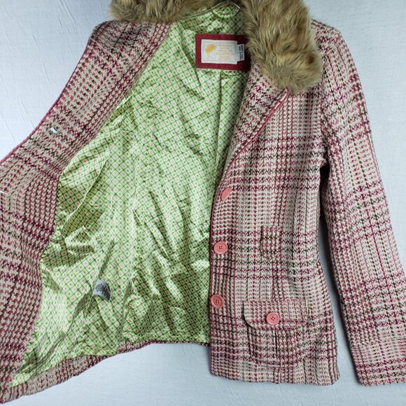 Vintage Y2K Hollister Co Penny Lane Coat Jacket Wool Blend Woven Plaid 70s Retro - Picture 8 of 16